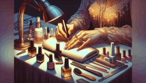 A DIY home nail gel setup showing all necessary tools and products for applying nail gel.