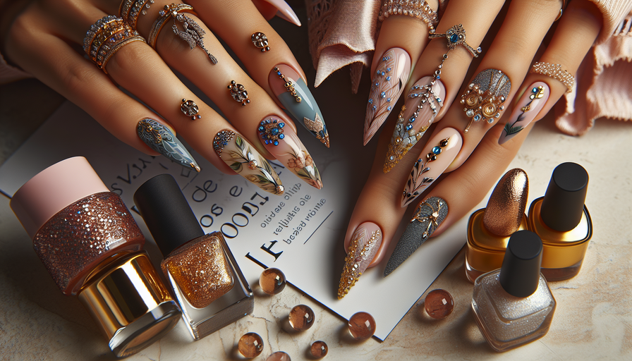 אוסף ציפורניים מודרניות וטרנדיות לשנת 2025 בעיצוב גיאומטרי ומטאלי