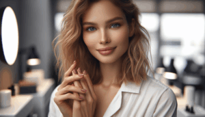 A vibrant image depicting a nail salon in Bnei Brak with elegant gel nail designs