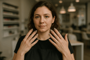 A vibrant and modern nail salon in Akhzot Barak featuring gel nail polish treatments.