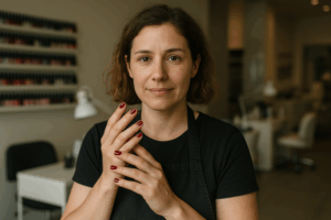 מרכז מקצועי לטיפוח ציפורניים עם מגוון צבעי לק ג'ל במושב לוזית