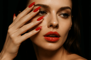 תמונה המציגה כמות גדולה של בקבוקי לק בג'ל בצבעים שונים על רקע גווני עור, המדגימה את ההרמוניה שבין צבעי לק ג'ל לגווני עור.