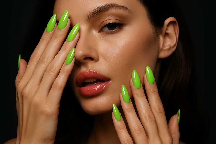 אשה מורחת לק ג'ל בבית, תוך הקפדה על הכנת הציפורניים ושימוש במנורת UV/LED