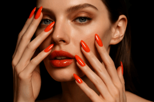 ידיים מטופחות עם עור בהיר מראות לק ג'ל במגוון צבעים